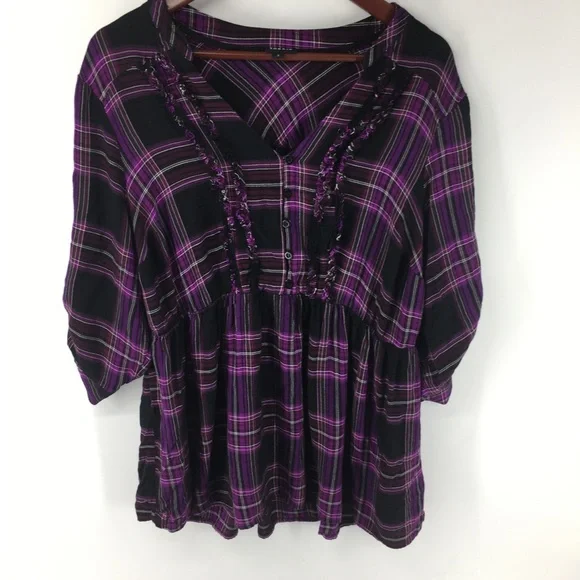 torrid Purple Plaid Tunic Top - Picture 1 of 12